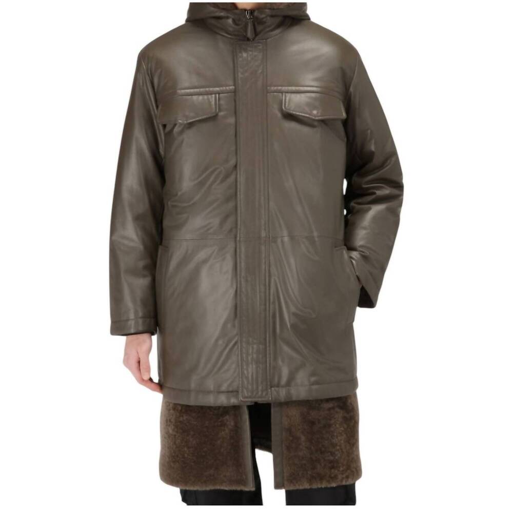 NEW BALLY men's militi leather coat in brown